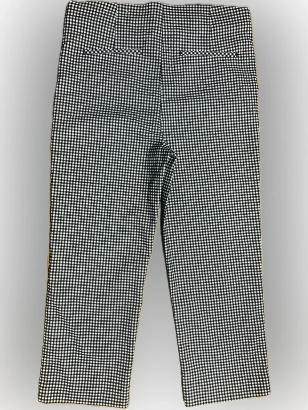 LN Chico's SZ 1.5 (US 10) Black & White Pull-on Gingham Crop Pants/Waist 32”-38”